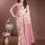 Pink color woven work linen cotton saree