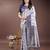navy blue color woven work linen cotton saree