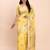 yellow color woven work linen cotton saree