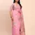 pink color woven work linen cotton saree