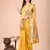 yellow color woven work linen cotton saree