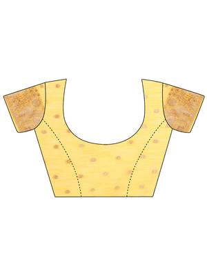 yellow woven work linen cotton saree 5