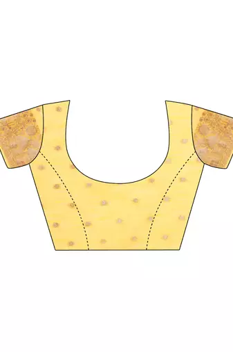 yellow woven work linen cotton saree