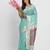 sea green color woven work linen cotton saree