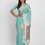 sea green color woven work linen cotton saree