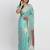 sea green color woven work linen cotton saree