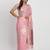light pink color woven work linen cotton saree