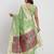 light green color woven work linen cotton saree