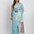 sky blue color woven work linen cotton saree