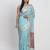 sky blue color woven work linen cotton saree