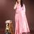 pink color woven work linen cotton saree