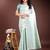 sea green color woven work linen cotton saree