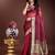 magenta color solid zari border plain orgenza saree