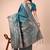 turquoise color woven work lichi art silk blend saree