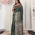 Green color woven work lichi art silk blend saree