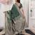 Green color woven work lichi art silk blend saree