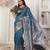 Blue color woven work lichi art silk blend saree