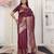 Maroon color woven work lichi art silk blend saree