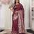 Maroon color woven work lichi art silk blend saree