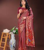 Magenta color woven work art silk  wedding saree