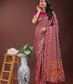 red color woven work art silk  wedding saree