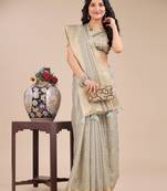 beige color checks solid zari border orgenza saree