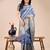 blue color woven work cotton saree