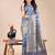 blue color woven work cotton saree