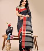 black color woven work cotton saree