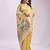 yellow color linen cotton woven & printed linen cotton saree