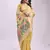 yellow color linen cotton woven & printed linen cotton saree