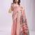 peach color linen cotton woven & printed linen cotton saree