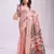 peach color linen cotton woven & printed linen cotton saree