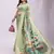 light green color linen cotton woven & printed linen cotton saree