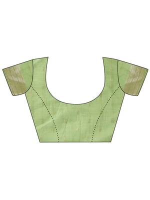 light green color linen cotton woven & printed linen cotton saree 5