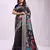 black color linen cotton woven & printed linen cotton saree