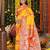 yellow color woven work art silk wedding wear saree