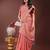 peach color woven linen cotton saree