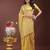 yellow color woven linen cotton saree
