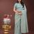light blue color woven linen cotton saree