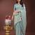 light blue color woven linen cotton saree