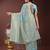 light blue color woven linen cotton saree