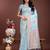 sky blue color woven linen cotton saree
