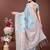 sky blue color woven linen cotton saree