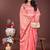 peach color woven linen cotton saree