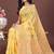 yellow color woven linen cotton saree
