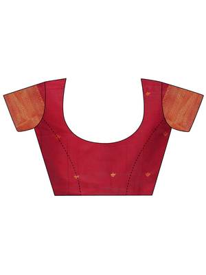 maroon woven work banarasi art silk blend saree 5