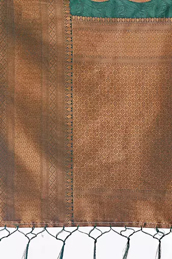 green woven work banarasi art silk blend saree