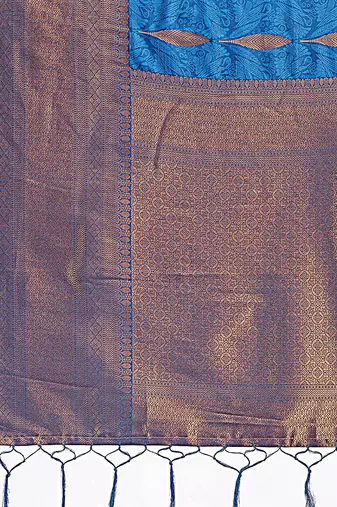 sky blue woven work banarasi art silk blend saree