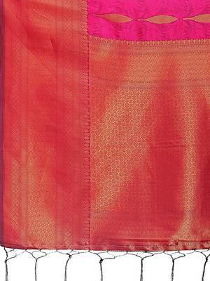 magenta woven work banarasi art silk blend saree 4